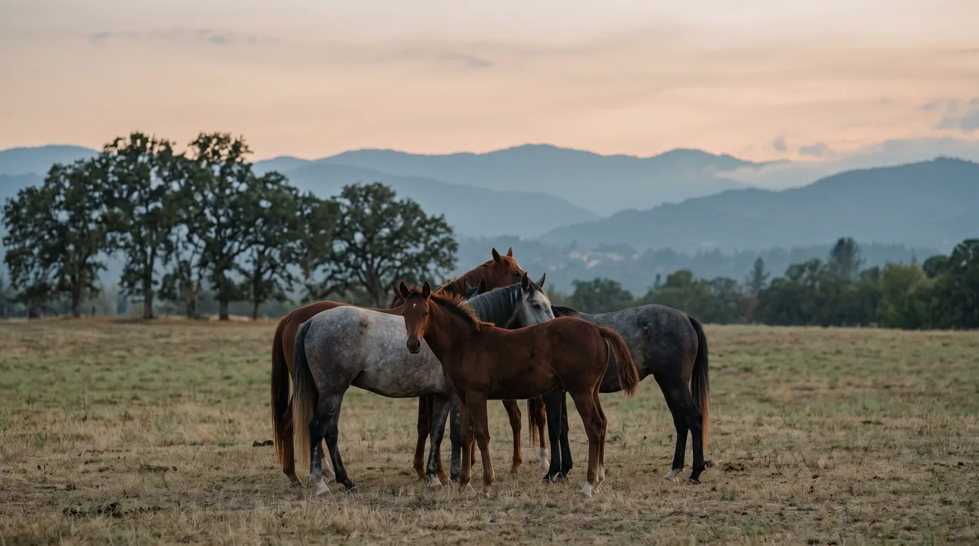Chevaux en liberté, Écurie de la Moiniere, Rhône